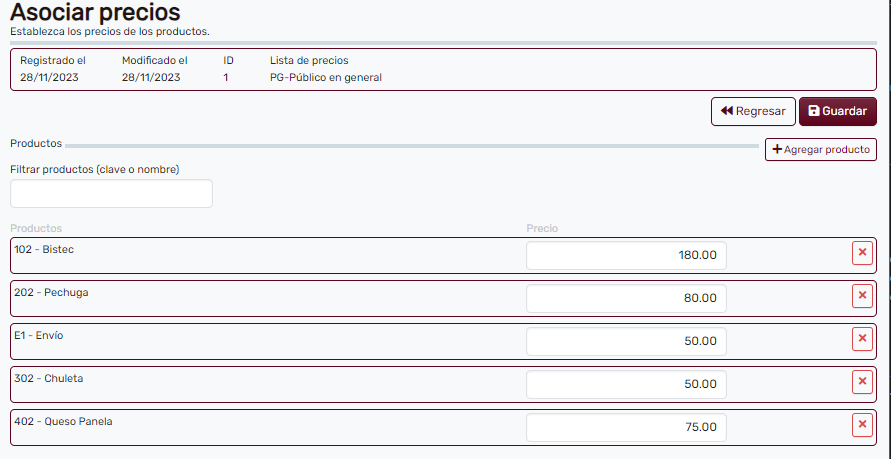 Listado para asociar a una lista