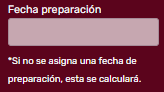 Alerta de la fecha de preparación