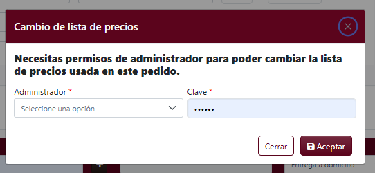 Cambiar la lista de precios