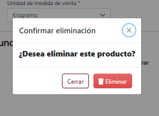 Cuadro de confirmación de remover
